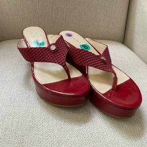 Calvin Klein red platform shoes